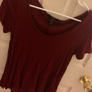 Burgundy loose short sleeve t shirt
